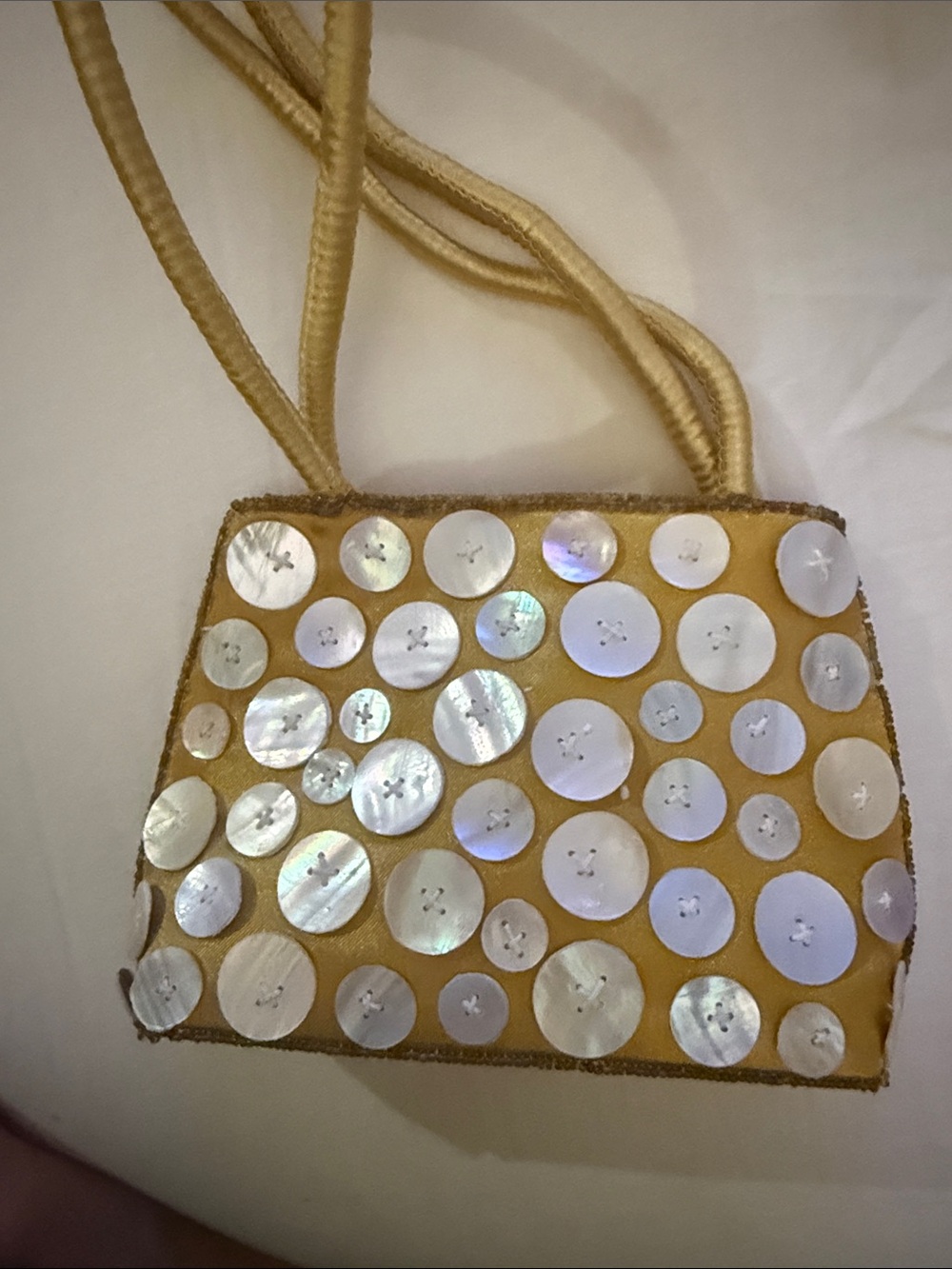 Yellow Shell-Button Accent Shoulder Bag